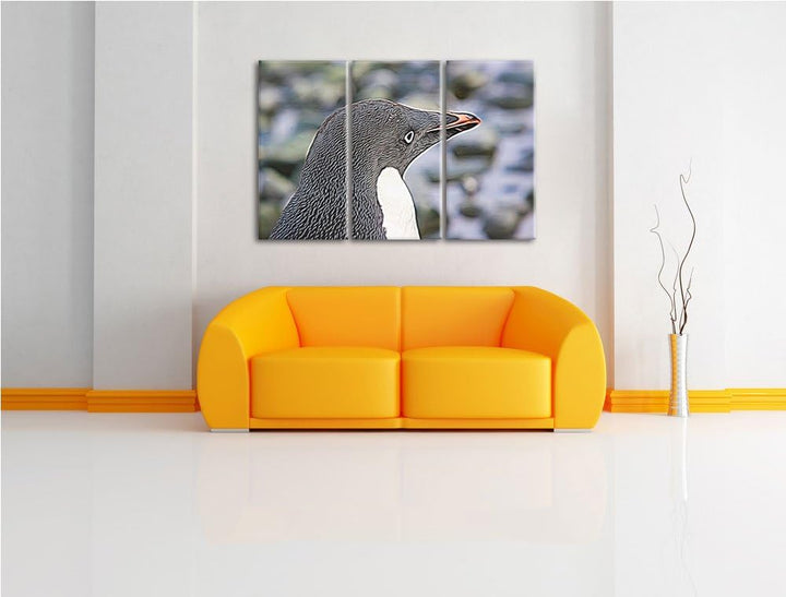 niedlicher Adeliepinguin NewArt 3-Teiler Leinwandbild 120x80 Bild auf Leinwand, XXL riesige Bilder f