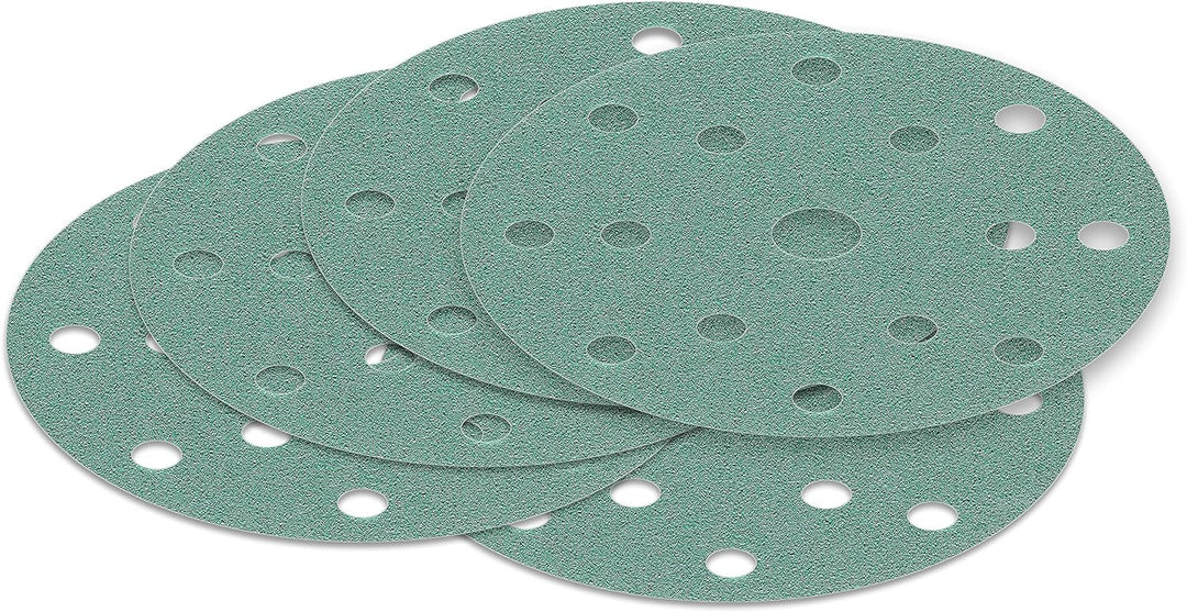 48 Stück Klett-Schleifscheiben green Ø 150 mm Körnung je 8 x 60/80/120/240/400/800 für Exzenter-Schl