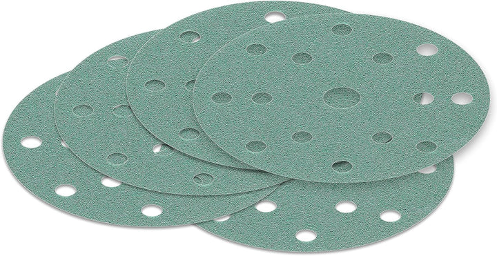 48 Stück Klett-Schleifscheiben green Ø 150 mm Körnung je 8 x 60/80/120/240/400/800 für Exzenter-Schl