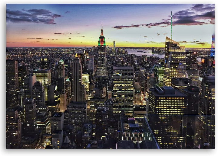 Feeby Vlies Leinwandbild XXL New York Manhattan Empire State Building 120x80 cm Wandbild Kunst Bilde