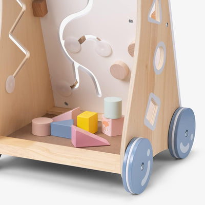 Navaris Lauflernwagen Baby Activity Wagen - Holz Lauflernhilfe mit Spielelementen - Spielwagen Laufw