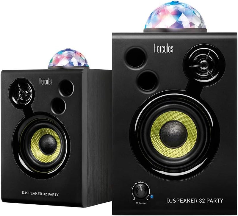 Hercules DJSpeaker 32 Party: 2 x 15 Watt aktive Monitor-Lautsprecher mit integrierter Beleuchtung