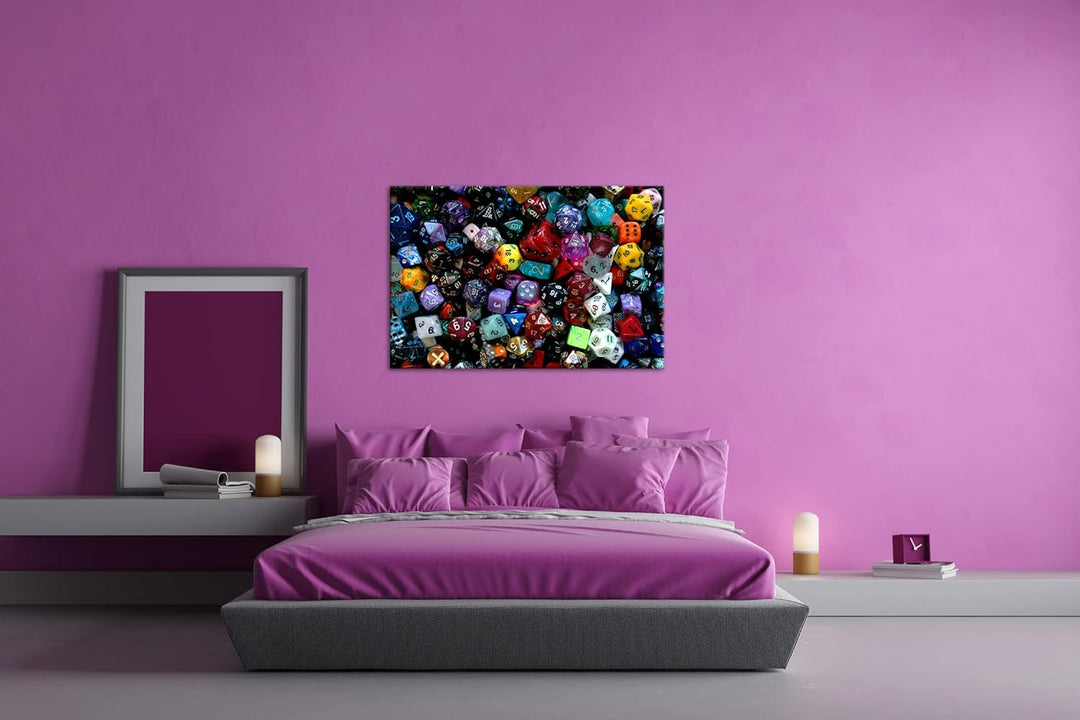deyoli bunt durchmischte Würfel im Format: 100x70 als Leinwandbild, Motiv fertig gerahmt auf Echthol