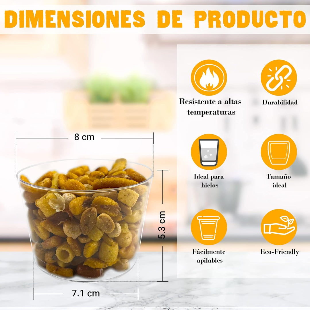 100 Einwegbecher aus Kunststoff, für Wein und Dessert, 220 ml, transparent, hart, Züritus, Snacks, i