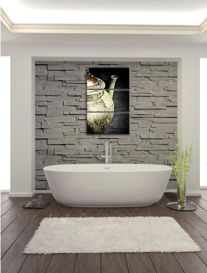 Pixxprint Teekanne aus Keramik als Leinwandbild/Grösse: 3 Teilig (120x80) / Wandbild/Kunstdruck/fert