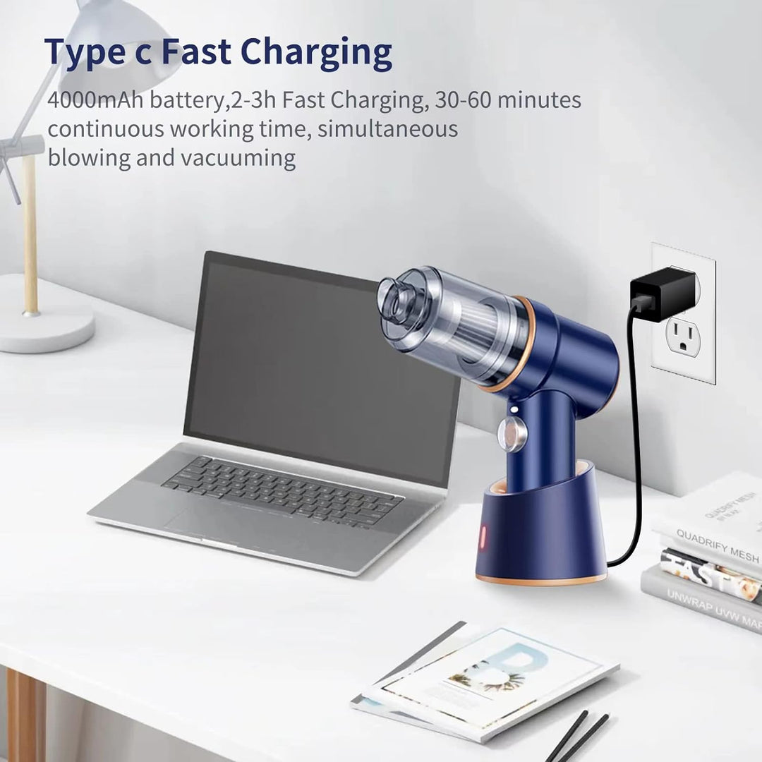 Phlbao Handstaubsauger Akku,3 in 1 Akku Staubsauger 6000Pa Akkustaubsauger mit Typ-C 4000mAh Batteri