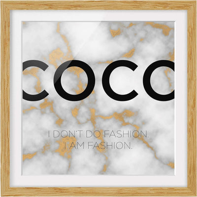 Bild mit Rahmen - Coco - I Don't do Fashion - Rahmenfarbe Eiche, 50 x 50 cm 50cm x 50cm Eiche, 50cm