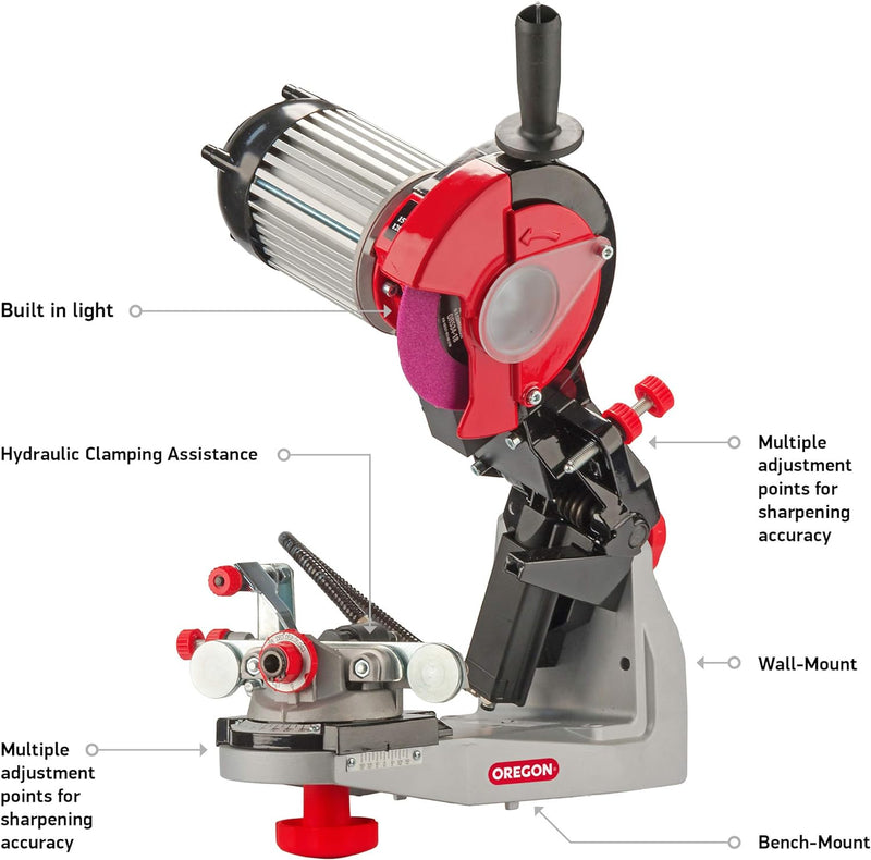 Oregon Professional 230 Volt Sägeketten-Schleifmaschine mit Hydraulischer Kettenklemmung, Universell