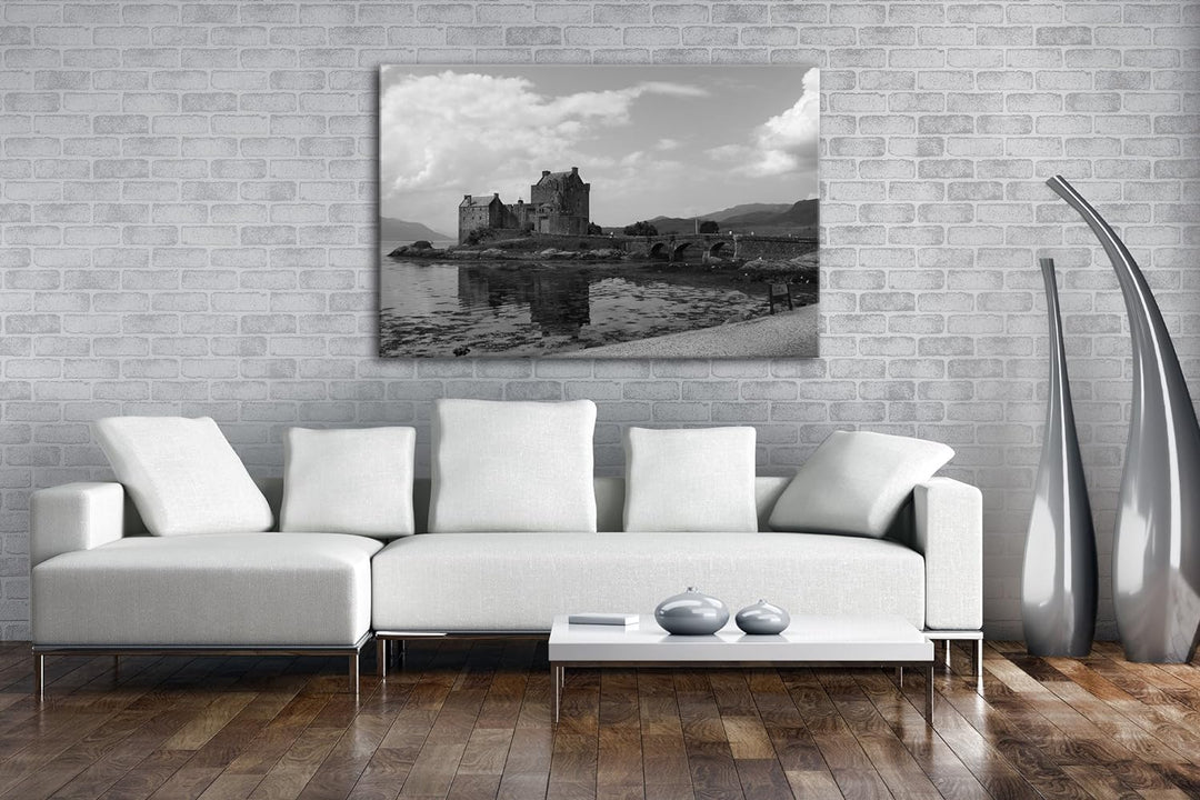 deyoli Altertümliche Burg auf einer Landzunge Effekt: Schwarz/Weiss Format: 60x40 als Leinwandbild,