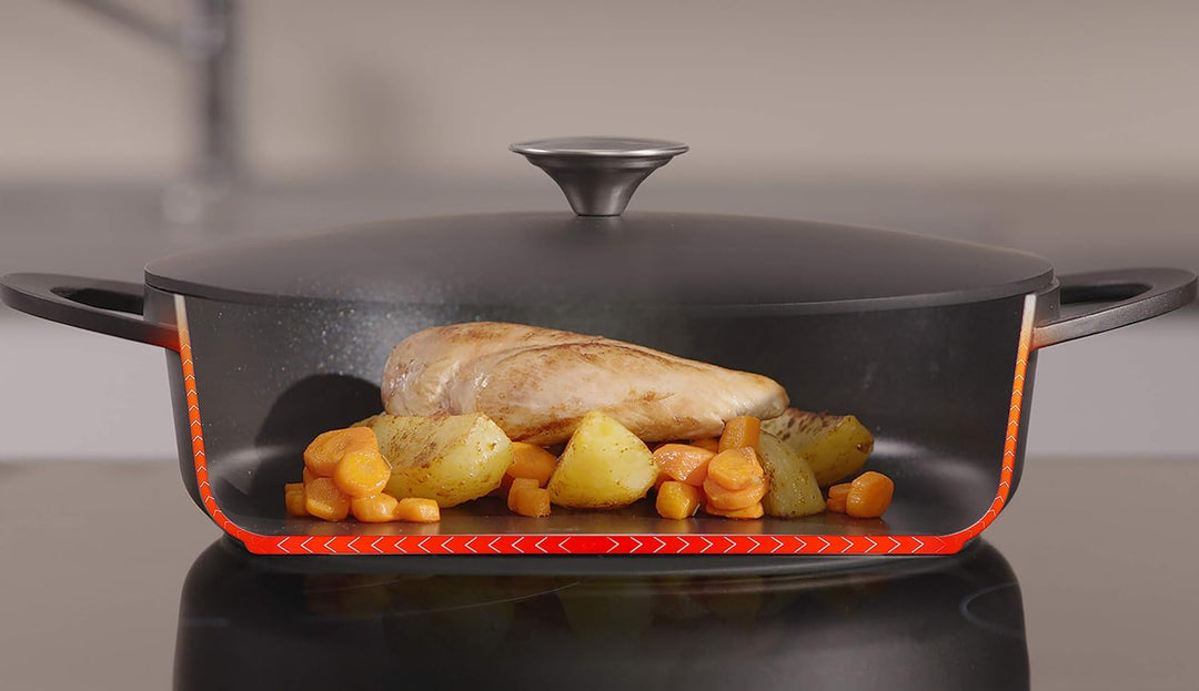 TEFAL E21872 TRATTORIA Servierpfanne 28cm | Aluguss | Gussdeckel | Antihaft-Beschichtung | gute Wärm