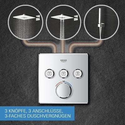 GROHE Grohtherm Smartcontrol - Thermostat (mit 2 Absperrventilen, Sicherheitssperre bei 38°C, langle