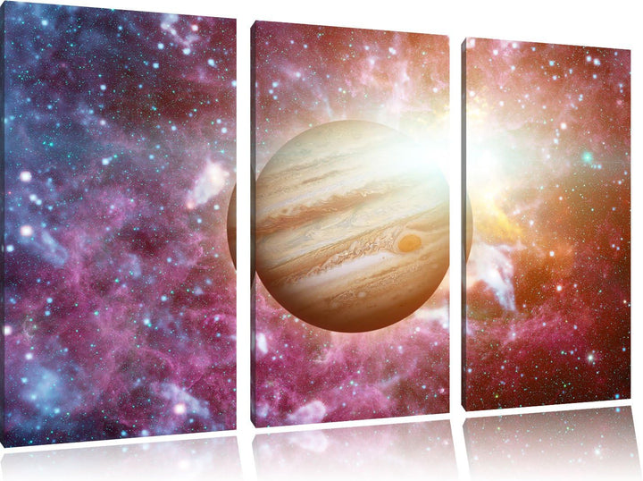 Pixxprint Planet Jupiter im Universum als Leinwandbild/Grösse: 3Teilig / Wandbild/Kunstdruck/fertig