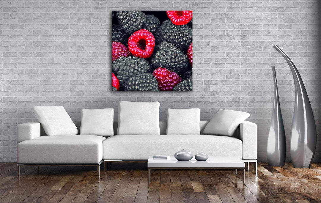 deyoli Himbeeren und Früchte im Format: 60x60 als Leinwandbild, Motiv fertig gerahmt auf Echtholzrah