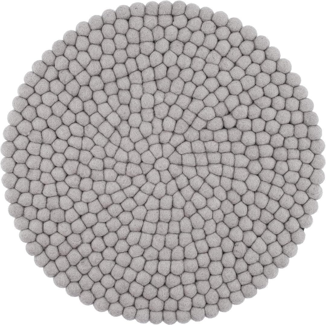 myfelt Filzkugel Sitzauflage Stuhlauflage - Luis - rund, Ø 36 cm, Grau Hellgrau, Hellgrau