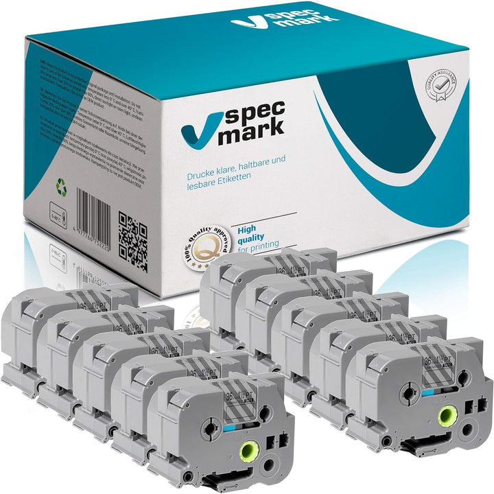 specmark Schriftband TZe-163 36mm x 8m Satz x 10 St. Blau auf Durchsichtig Band kompatibel mit Druck