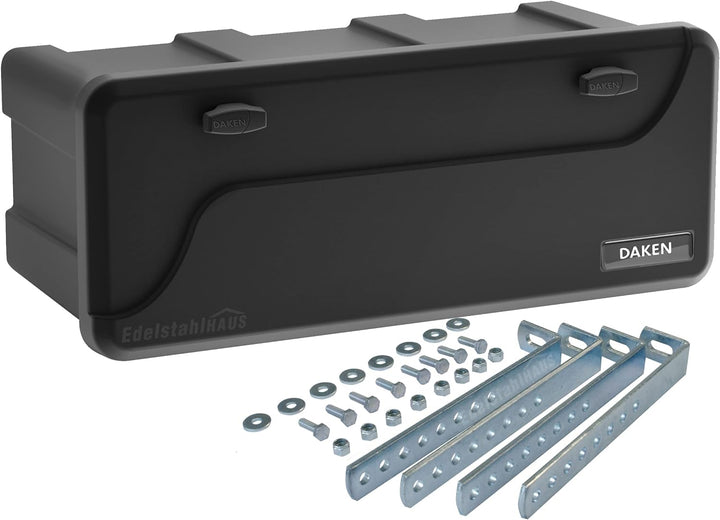Deichselbox Daken Blackit L 750x300x355mm inkl. Vertikal Halter Werkzeugkasten Anhänger Staukiste
