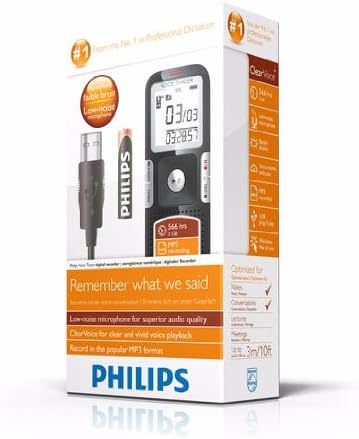 Philips LFH0642 Voice Tracer Digitaler Recorder 2 GB Flash-Speicher MP3 1,4 Zoll/3,56 cm Display Pla