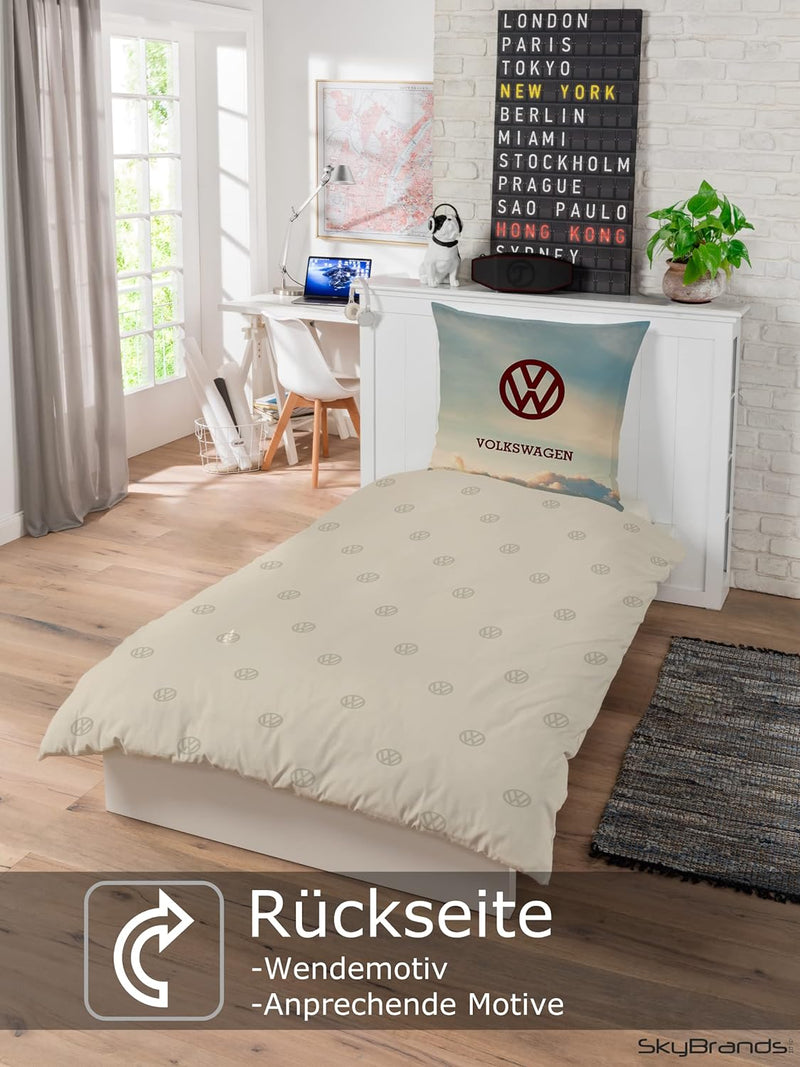 Bettwäsche VW Bulli 135x200 cm 80x80 Kissenbezug Baumwolle Bus Bulli Volkswagen Bettwäsche-Set | VW