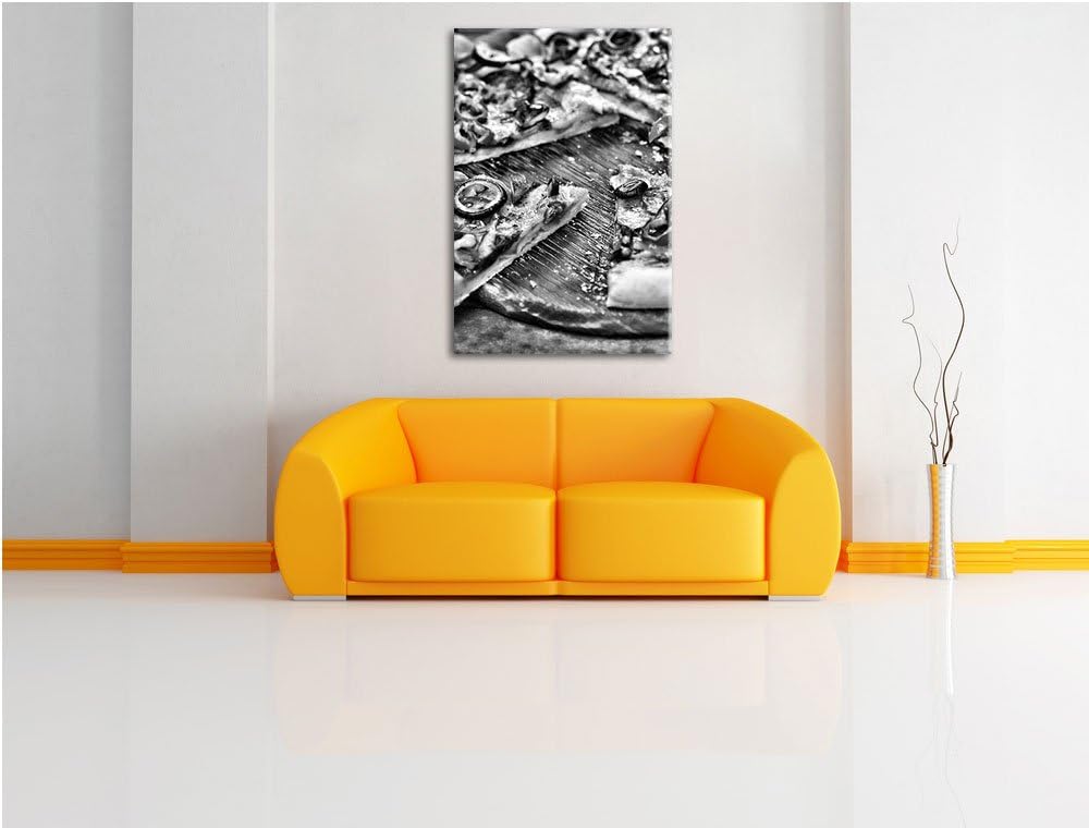 Pixxprint Leckere Pizza auf Holztisch als Leinwandbild/Grösse: 100x70 / Wandbild/Kunstdruck/fertig b