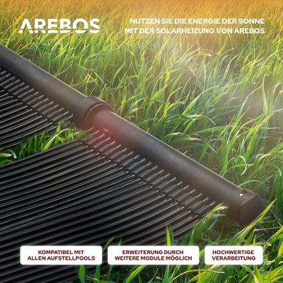 Arebos Solarheizung Solarkollektor Poolheizung | 300x66 cm | UV-beständiger Kunststoff | Schwarz | B