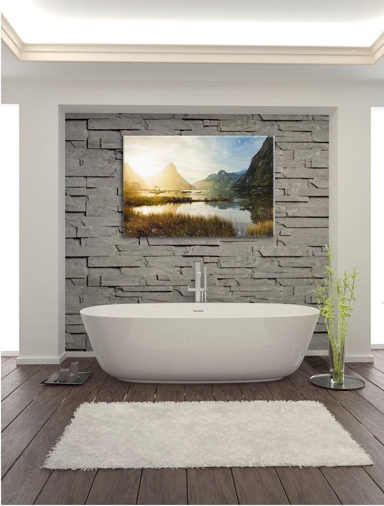 Pixxprint Milford Sound Neuseeland als Leinwandbild/Grösse: 100x70 cm/Wandbild/Kunstdruck/fertig bes