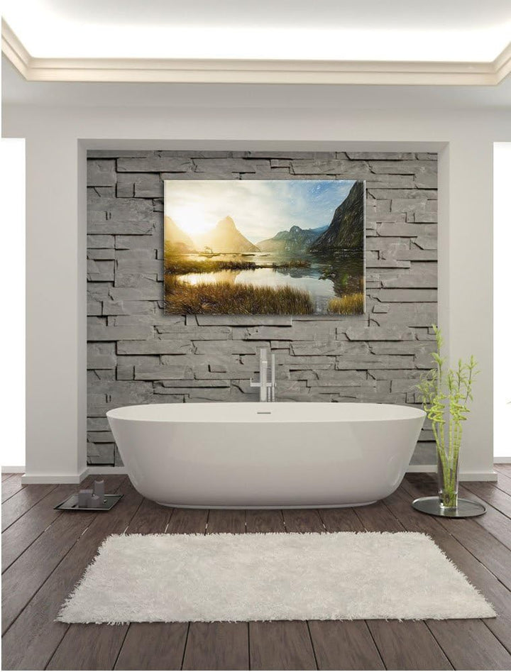 Pixxprint Milford Sound Neuseeland als Leinwandbild/Grösse: 100x70 cm/Wandbild/Kunstdruck/fertig bes