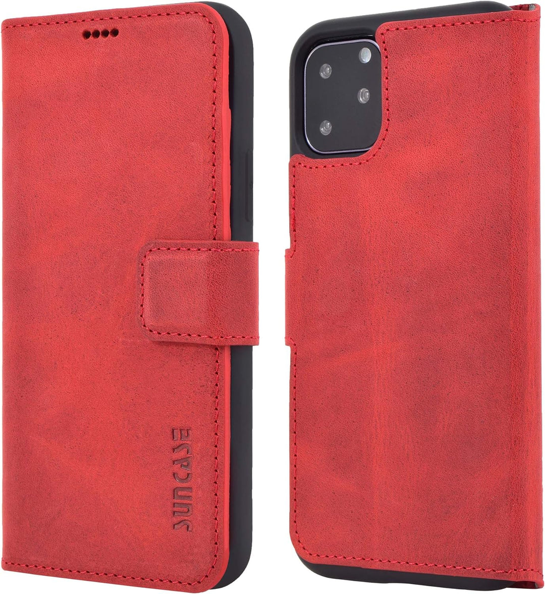 Suncase Book-Style Hülle kompatibel mit iPhone 11 Pro (5.8 Zoll) Leder Tasche (Slim-Fit) Lederhülle