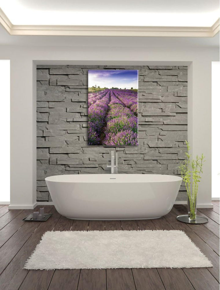 Lavendelfeld Provence, Format: 100x70 auf Leinwand, XXL riesige Bilder fertig gerahmt mit Keilrahmen