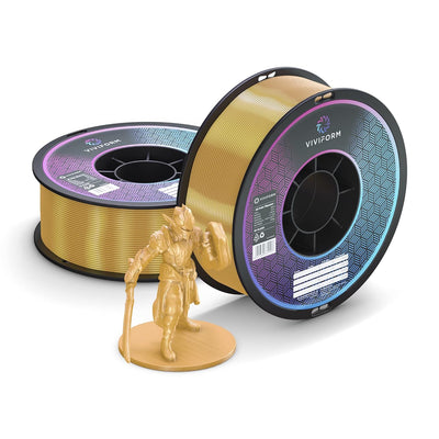 Viviform silk PLA Filament für 3D Drucker | 1kg Rolle | ∅1,75mm +/- 0,03mm | Gold metallic, VF-PLA50