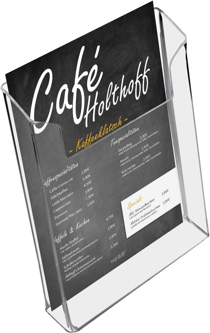 HMF 46842 Wand Prospekthalter aus Acryl | 10 Stück | DIN A5 Hochformat | Transparent 10 Stück DIN A5
