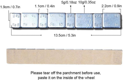 KIMISS Adhesive Stick on Wheel-Gewichte - 5 g + 10 g x 25 Strips 60 g Radnaben-Ausgleichsblöcke kleb