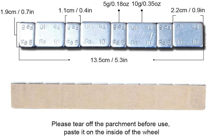 KIMISS Adhesive Stick on Wheel-Gewichte - 5 g + 10 g x 25 Strips 60 g Radnaben-Ausgleichsblöcke kleb