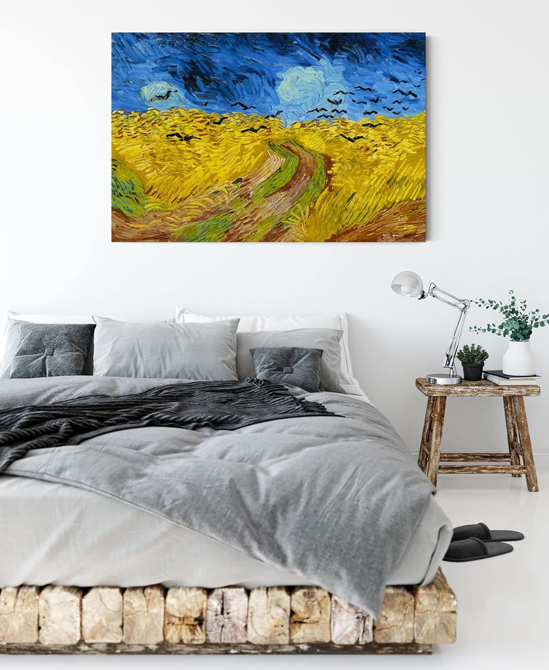 Generisch Vincent Van Gogh - Weizenfeld mit Krähen als Leinwandbild / Grösse: 100x70 cm / Wandbild /