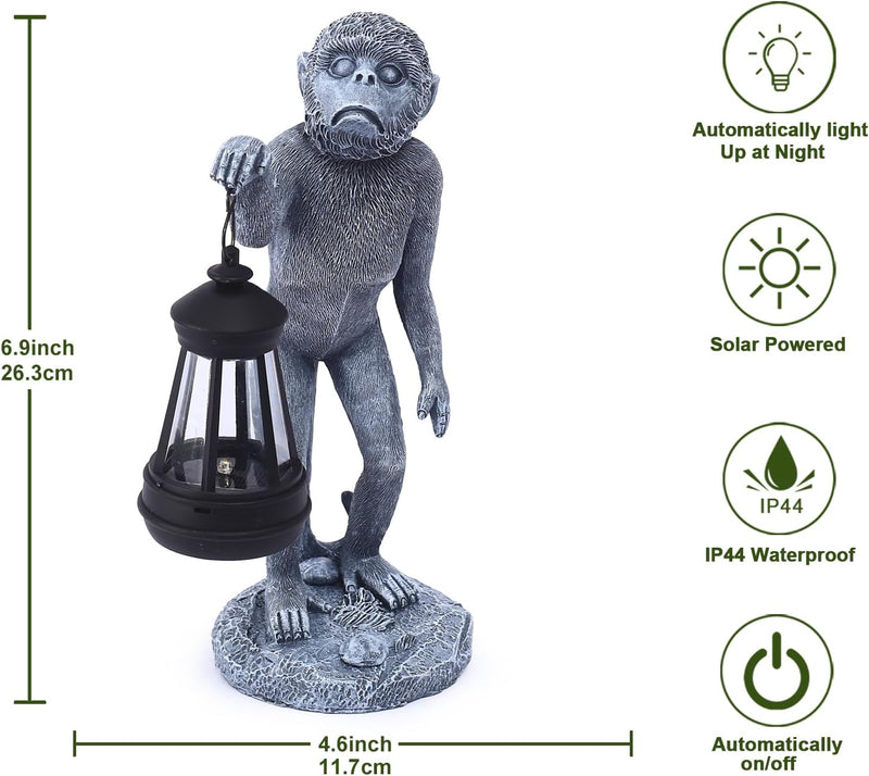 Yeomoo Stehender AFFE Gartenfiguren Gorillas Gartendeko für Draussen mit Solarlampen: Affen Figuren