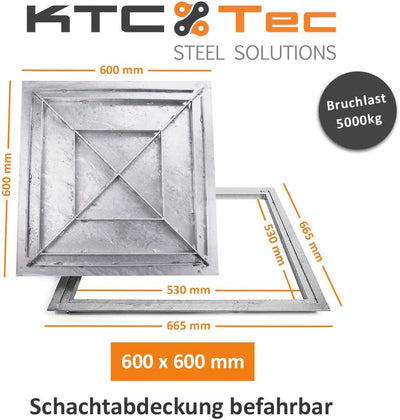 SAB-60 Stahl Schachtabdeckung verzinkt befahrbar 600 x 600 mm Tränenblech