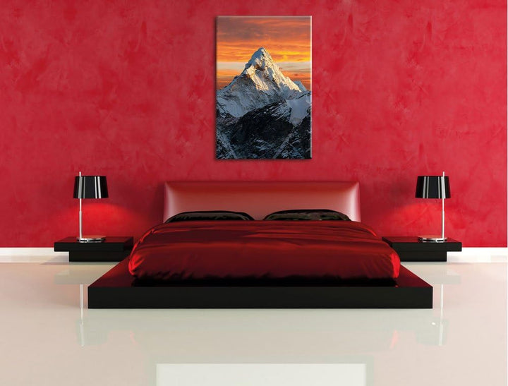 Berge in der Sonne, Format: 100x70 auf Leinwand, XXL riesige Bilder fertig gerahmt mit Keilrahmen, K