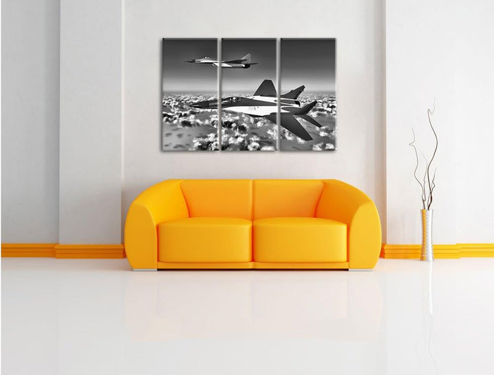 Pixxprint Kampfjets 3Teiler 120x80 cm Leinwandbild Wandbild Kunstdruck