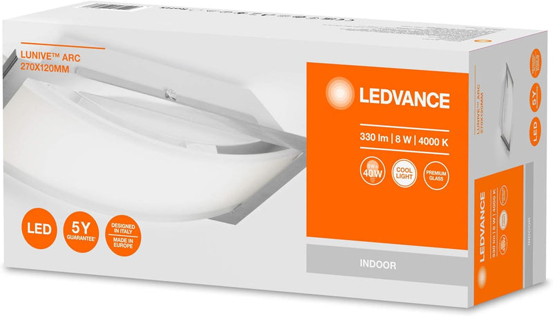 LEDVANCE LED Wand- und Deckenleuchte, Leuchte für Innenanwendungen, Kaltweiss, 265,0 mm x 117,0 mm x