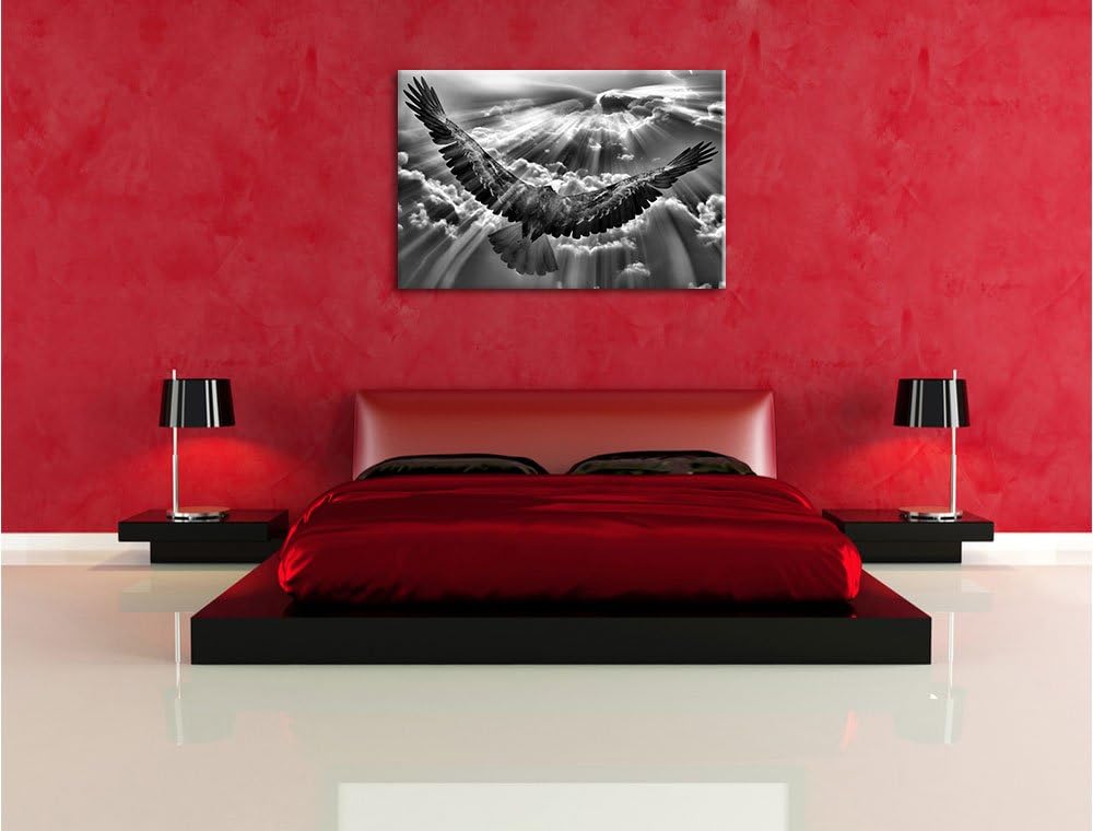 Pixxprint Monocrome, Adler über den Wolken, Format: 100x70 auf Leinwand, 100x70