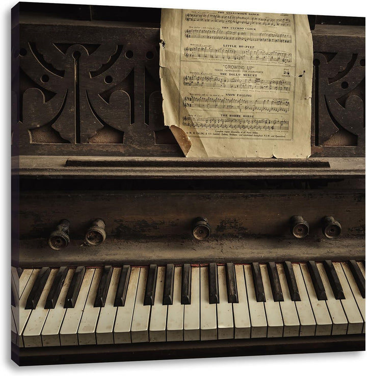 Pixxprint Klavier mit Notenblatt als Leinwandbild Quadratisch/Grösse: 70x70 / Wandbild/Kunstdruck/fe
