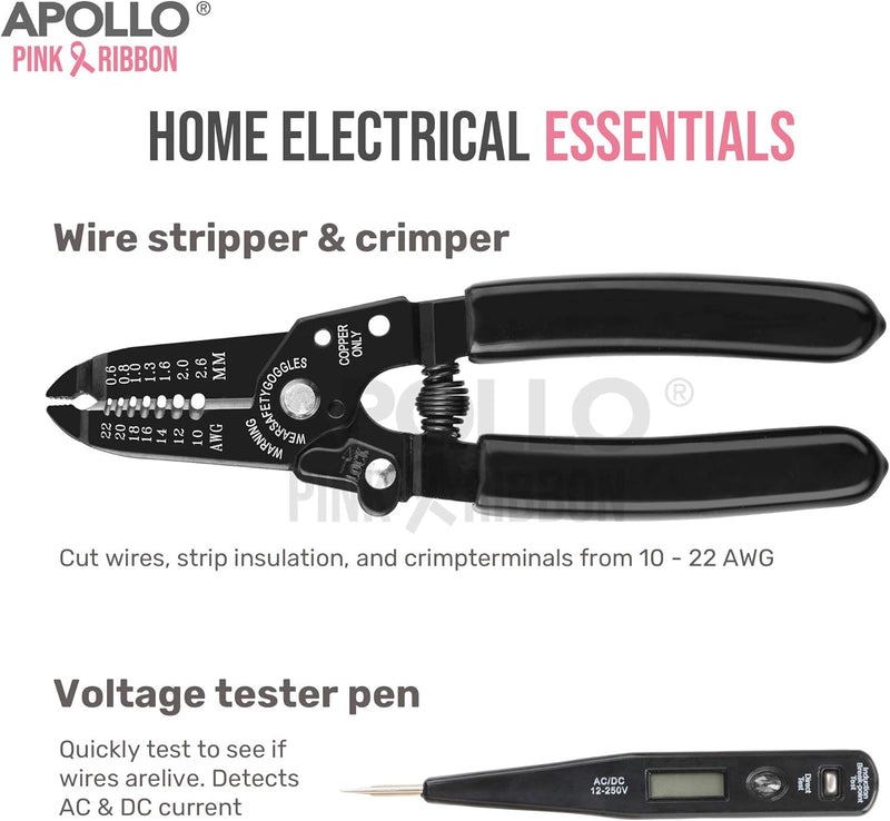 Apollo Pinkes Haushalts Werkzeugset mit pinken Werkzeugen, in einem grossen Werkzeugkoffer für Fraue