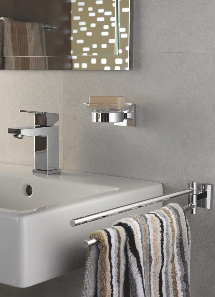 GROHE Start Cube - Handtuchhalter (2-armig schwenkbar, verdeckte Befestigung, verschraubbar), chrom,