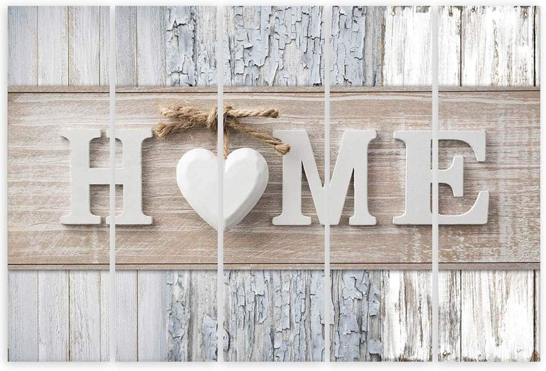 Feeby Wanddeko 5 teile Haus 150x100 cm Bilder modern Wanddekoration Herz Wohnzimmer Küche Grau Deko