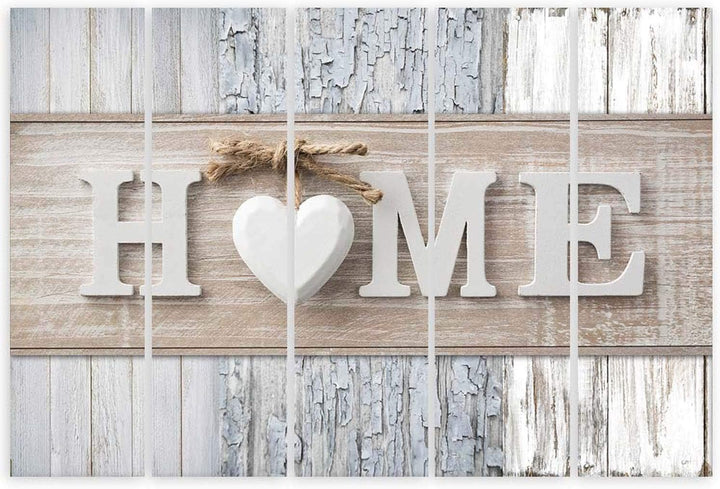 Feeby Wanddeko 5 teile Haus 150x100 cm Bilder modern Wanddekoration Herz Wohnzimmer Küche Grau Deko