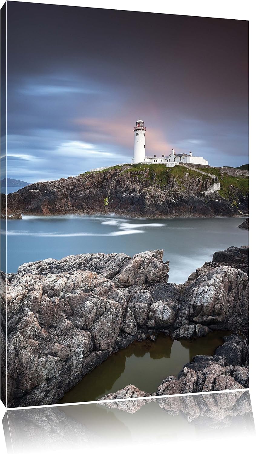 Leuchtturm im Meer, Format: 100x70 auf Leinwand, XXL riesige Bilder fertig gerahmt mit Keilrahmen, K