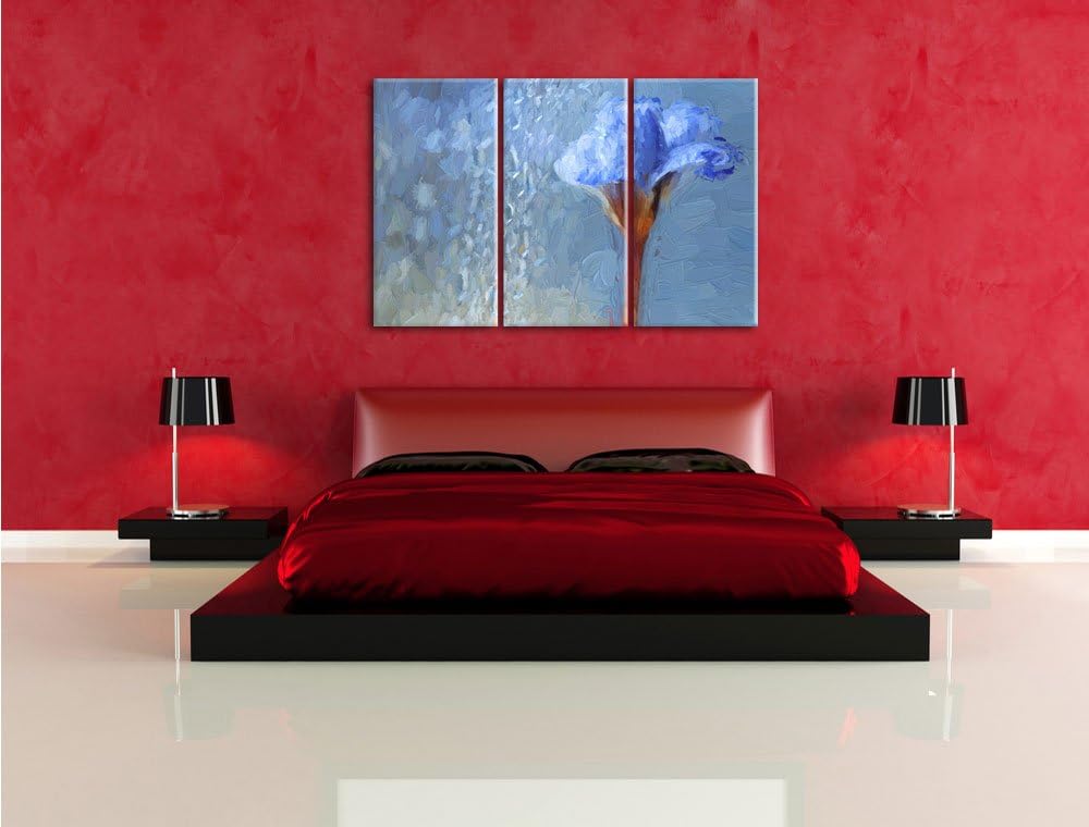 Pixxprint Frühlingsblume Tautropfen / 3-Teilig/Gesamtmass 120cm Leinwandbild bespannt auf Holzrahmen