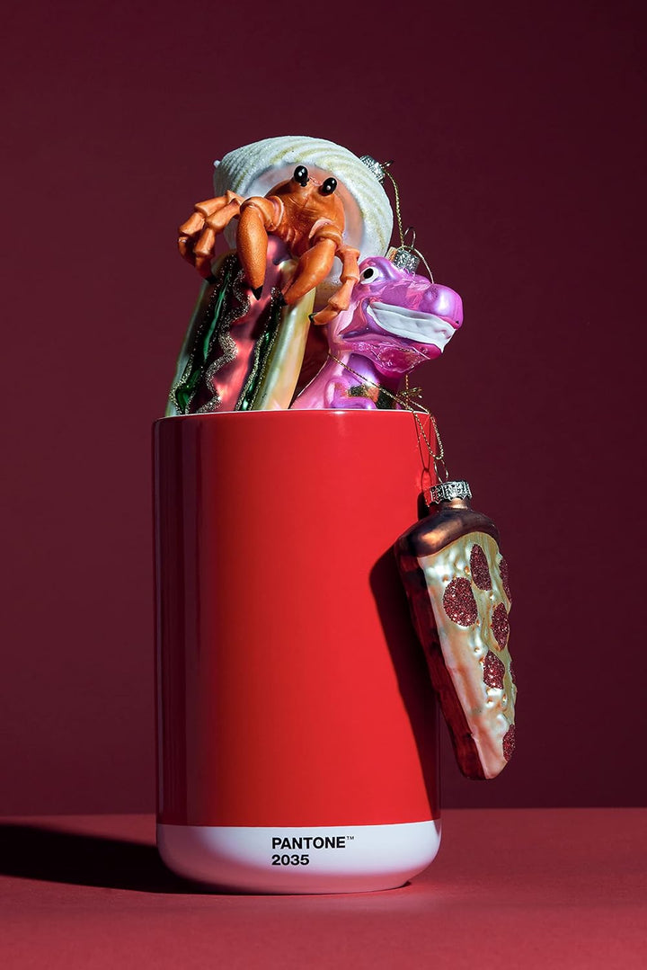 PANTONE Porzellan Vase mit Geschenkbox, Jar, dekorative hochwertige Blumenvase, 1 Liter, Red 2035 C,