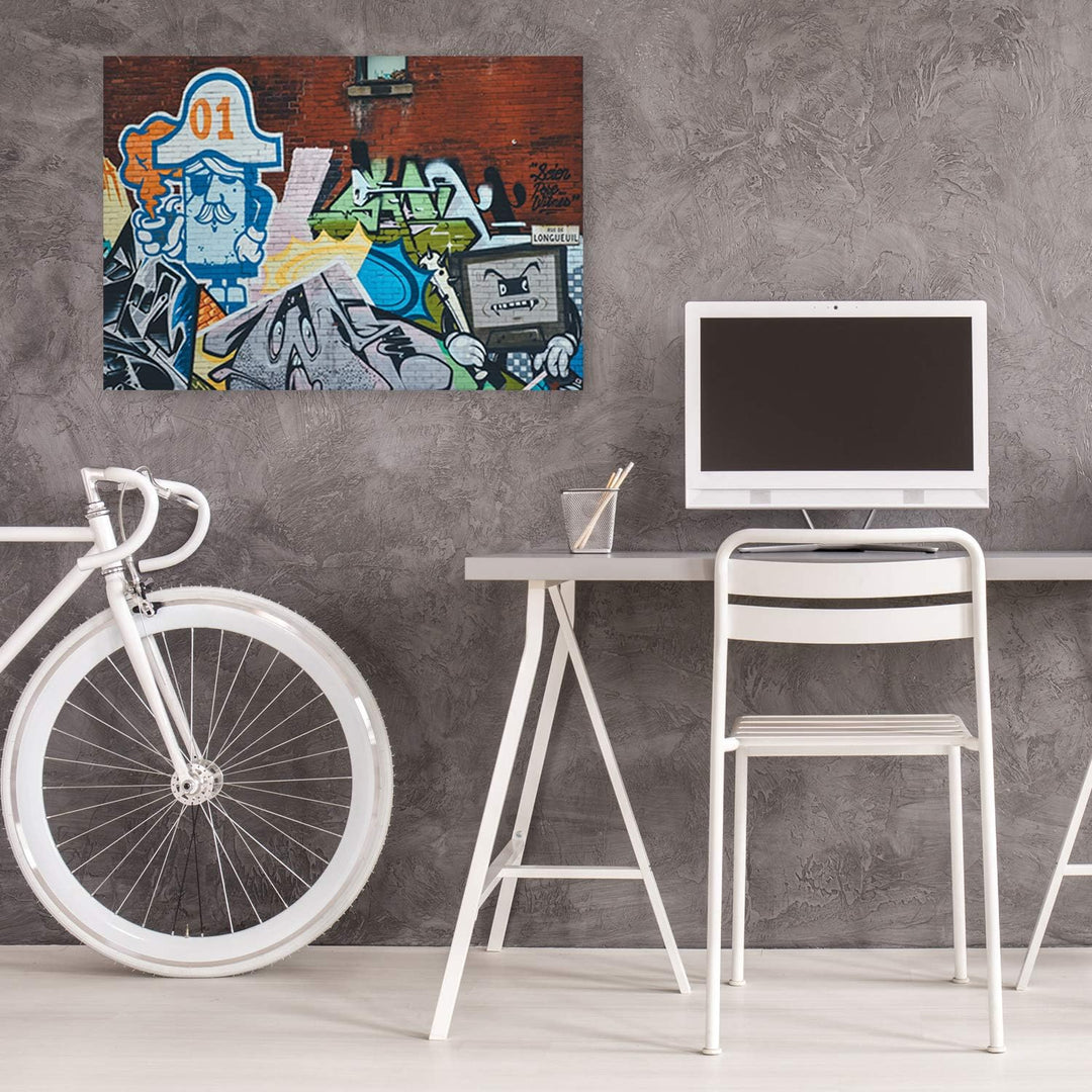 Feeby Vlies Leinwandbild Graffiti-Wandinschriften 100x70 cm Wanddeko Design Kunstdruck Zimmerdeko Bi