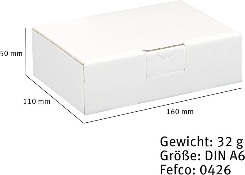 300 Maxibriefkartons 160 x 110 x 50 mm weiss (300 Stück) Maxibrief Versandkarton Warensendung