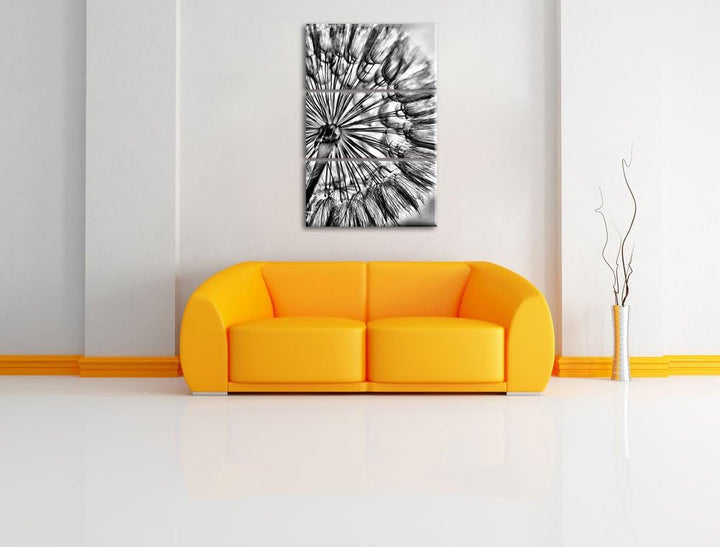 Pixxprint Monocrome, Schöne Pusteblume 3-Teiler Leinwandbild 120x80 Bild auf Leinwand